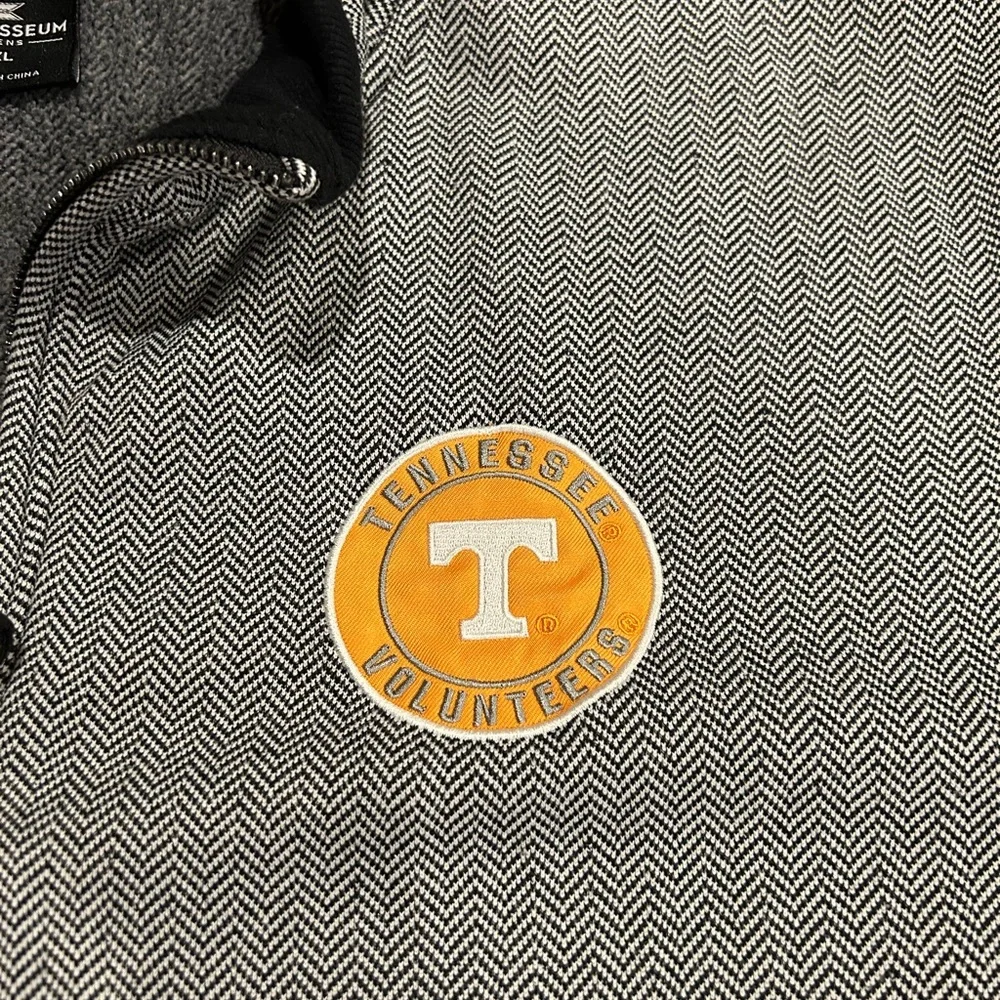 Colosseum Gray Black Zip-Up Sweater with Yellow Logo Patch